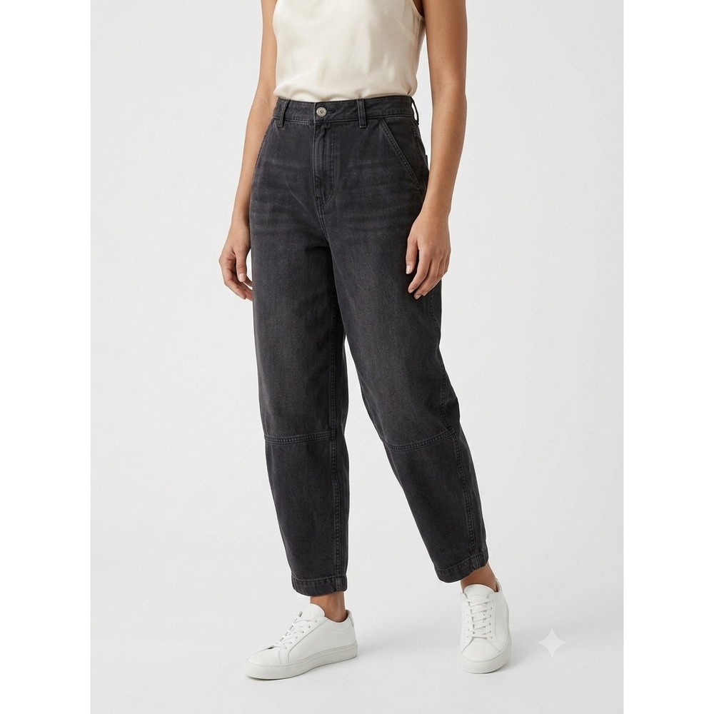 Everlane Utility Barrel Jeans Womens 2 Black Denim High Rise Relaxed Fit Classic